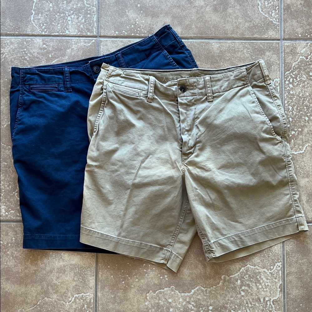 American Eagle Next Level Flex Shorts - Lot of 2 Khaki and Navy.